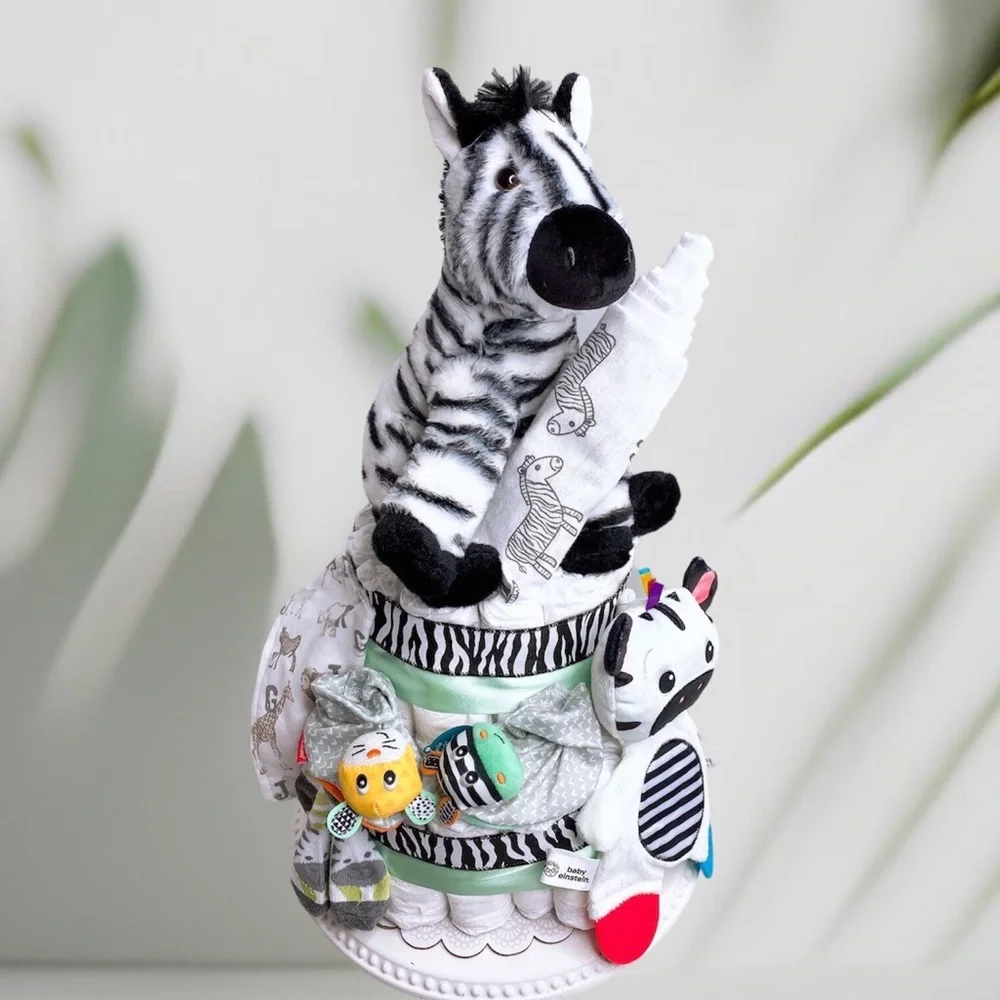 Zebra Diaper Cake, Safari Diaper Cake